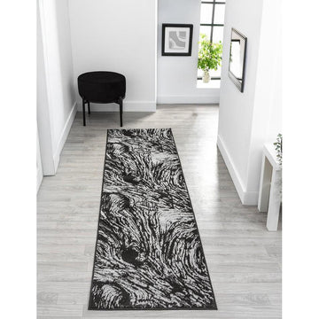 Obsidian Whirlpool OBS35 Charcoal Black/Grey/Steel Grey/Ash Grey/Slate Grey Runner-Desire Rugs-Rug Love - The Most Loved Rug Store